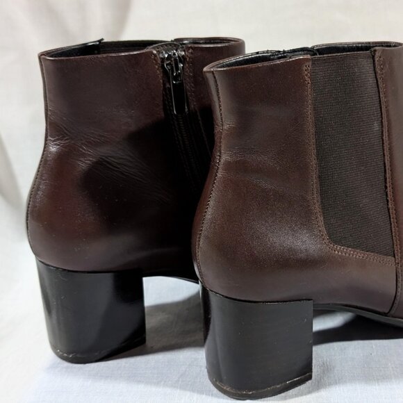 ECCO Pointy Brandy Coloured Ankle Boots With Zipper Block Heel Women's 7 - 7.5 - Picture 4 of 8